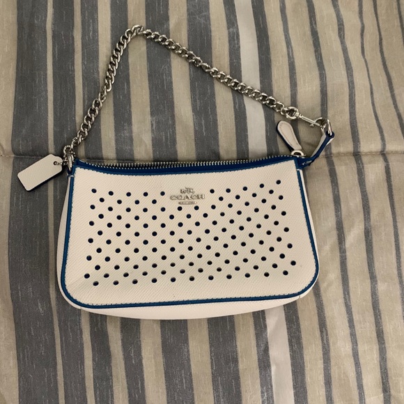 Coach Handbags - Coach White and Blue Handbag Chain Handle